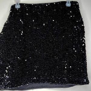 Black H&M Velvet Sequins Mini Skirt